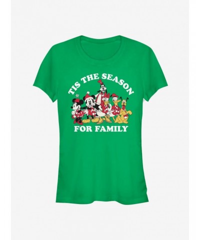 Disney Mickey Mouse Crew Tis The Season For Family Classic Girls T-Shirt $10.21 T-Shirts