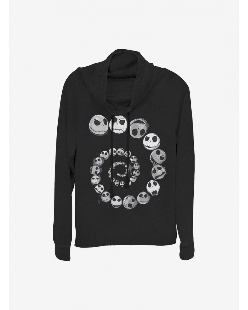 Disney The Nightmare Before Christmas Jack Emotions Spiral Cowlneck Long-Sleeve Girls Top $15.72 Tops