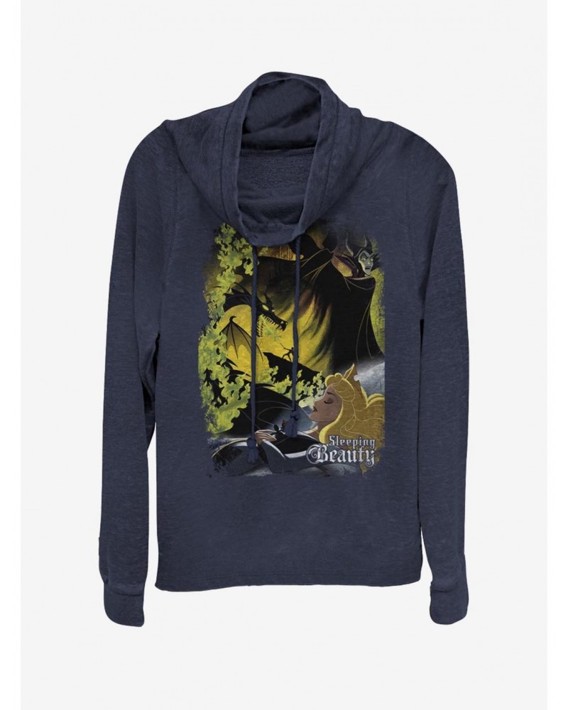 Disney Villains Maleficent Sleeping Poster Cowl Neck Long-Sleeve Girls Top $15.27 Tops