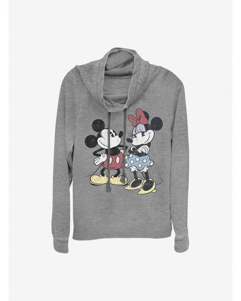 Disney Mickey Mouse Mickey And Minnie Retro Cowlneck Long-Sleeve Girls Top $18.86 Tops