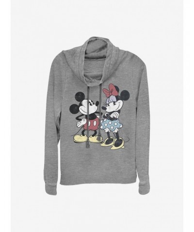 Disney Mickey Mouse Mickey And Minnie Retro Cowlneck Long-Sleeve Girls Top $18.86 Tops