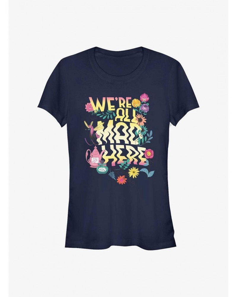 Disney Alice In Wonderland We're All Mad Here Girls T-Shirt $7.47 T-Shirts