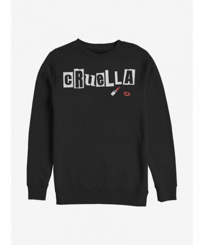 Disney Cruella Name Cut Out Letters Crew Sweatshirt $18.08 Sweatshirts