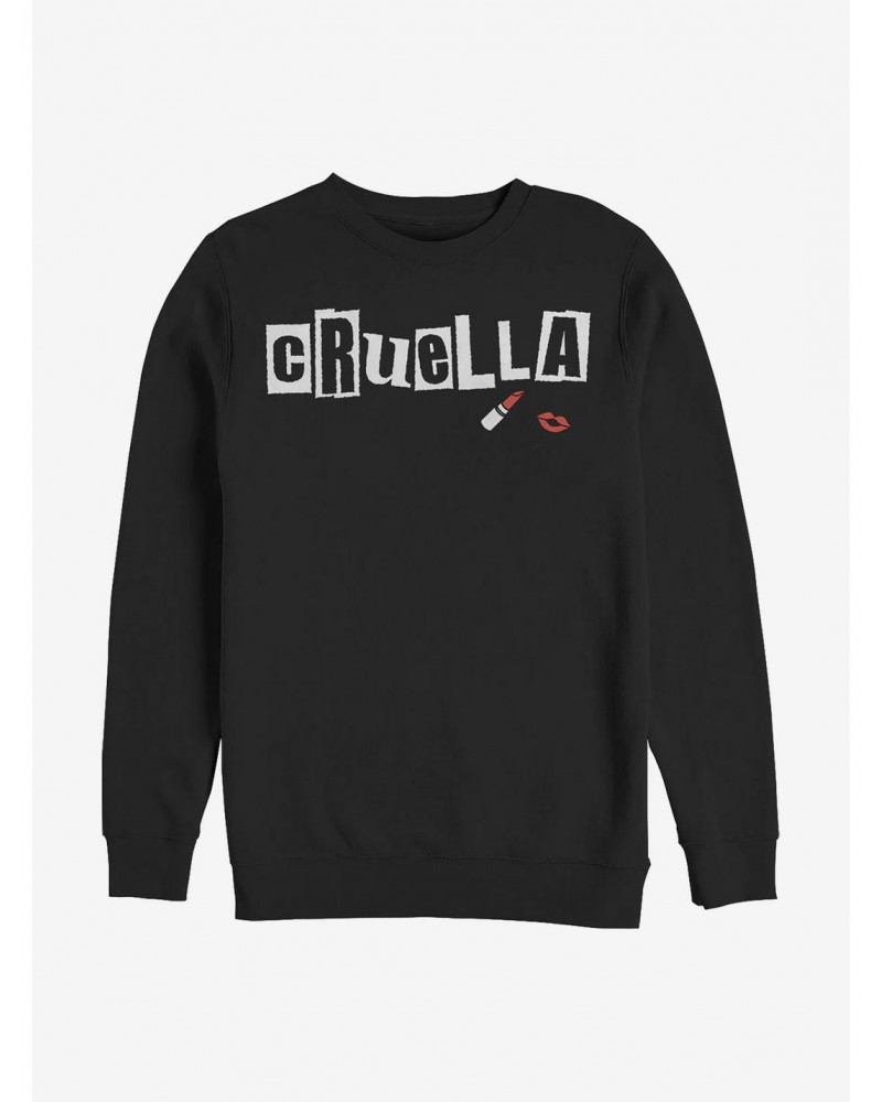 Disney Cruella Name Cut Out Letters Crew Sweatshirt $18.08 Sweatshirts