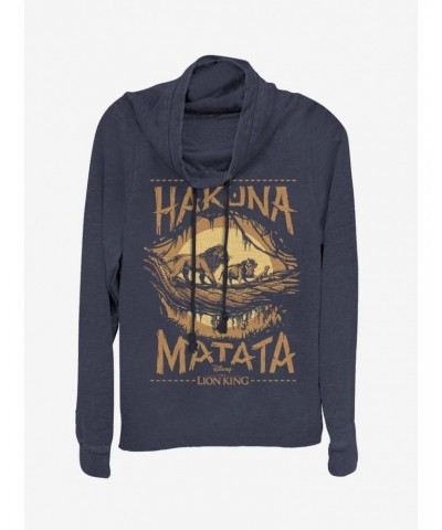 Disney The Lion King 2019 Savanna Poster Cowl Neck Long-Sleeve Girls Top $19.76 Tops