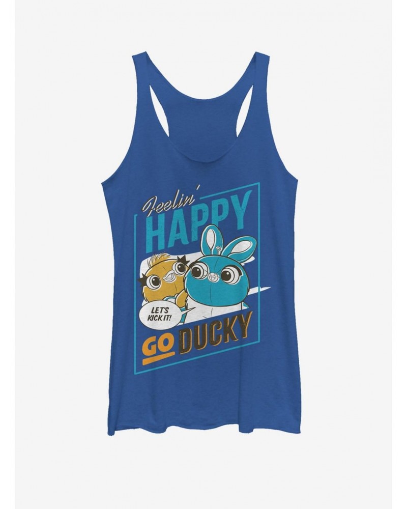 Disney Pixar Toy Story 4 Happy Go Ducky Girls Royal Blue Heathered Tank Top $12.17 Tops