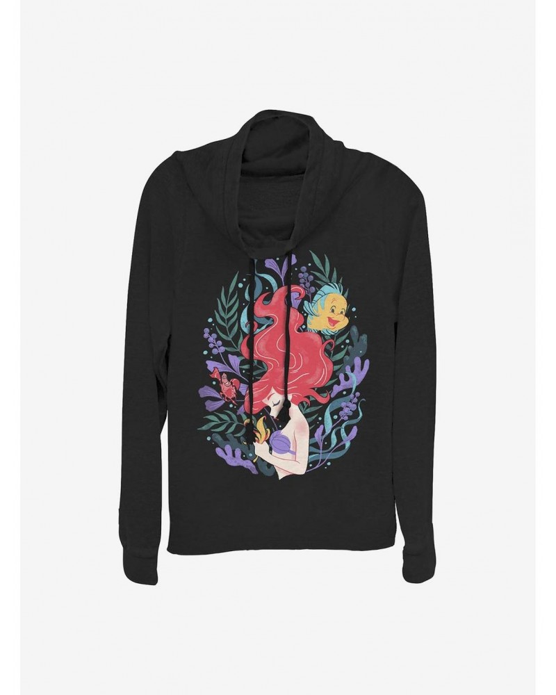 Disney The Little Mermaid Leafy Ariel Cowlneck Long-Sleeve Girls Top $20.21 Tops