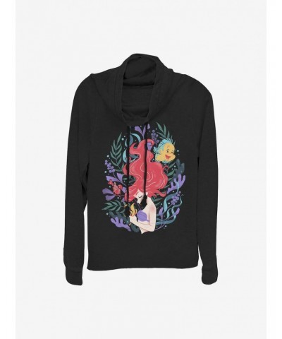 Disney The Little Mermaid Leafy Ariel Cowlneck Long-Sleeve Girls Top $20.21 Tops