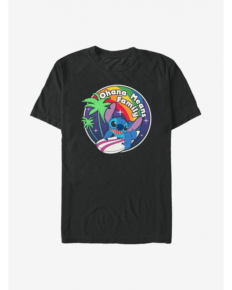 Disney Lilo & Stitch Rainbow Ohana Means Family T-Shirt $11.71 T-Shirts