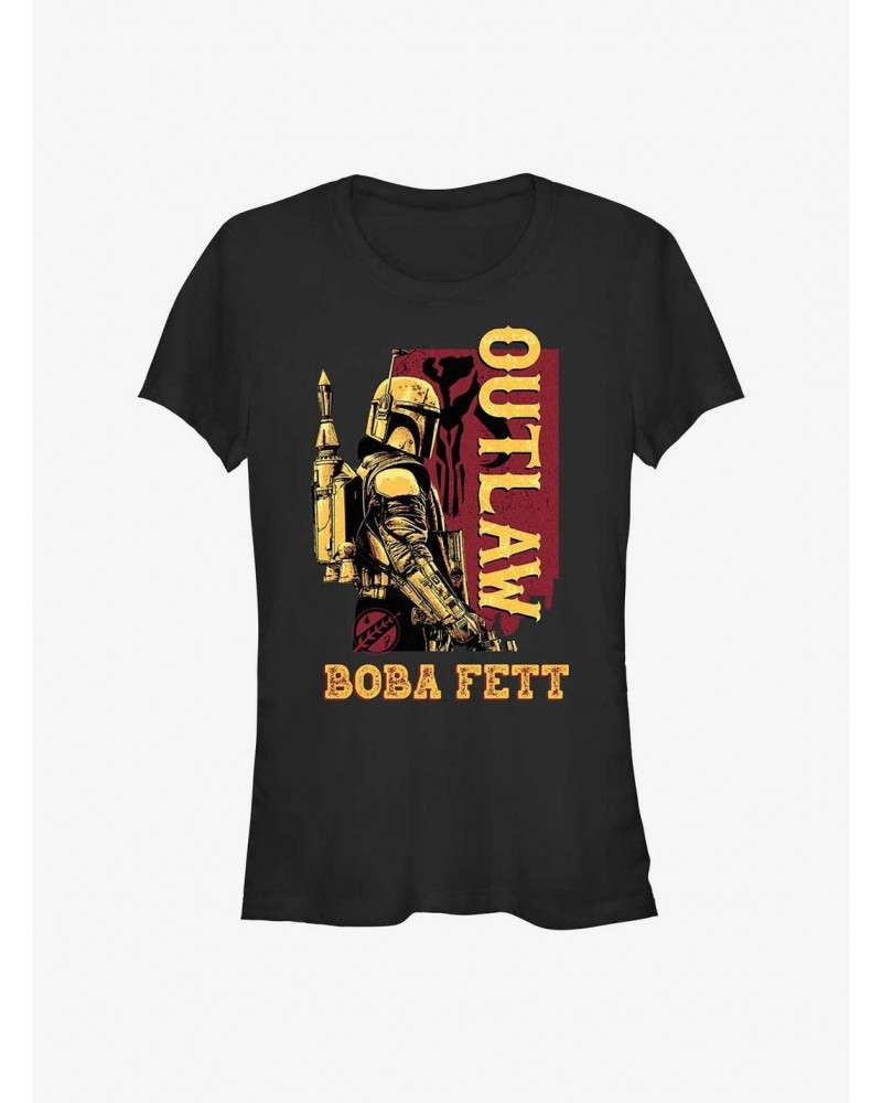 Star Wars The Book Of Boba Fett Outlaw Boba Fett Girls T-Shirt $8.96 T-Shirts