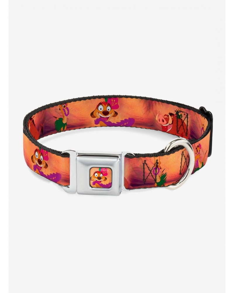 Disney The Lion King Timon Pumba The Hula Song Poses Seatbelt Buckle Dog Collar $7.72 Pet Collars