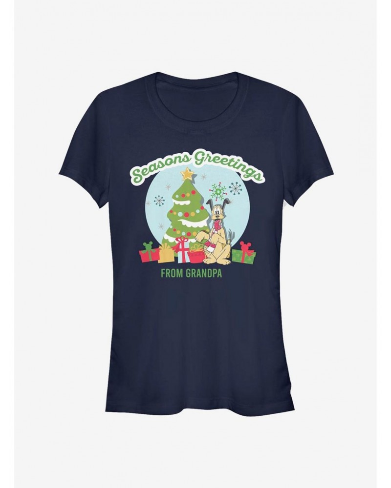 Disney Pluto Holiday Seasons Greetings From Grandpa Classic Girls T-Shirt $10.71 T-Shirts