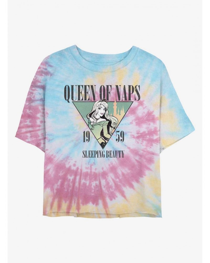 Disney Sleeping Beauty Queen of Naps Tie Dye Crop Girls T-Shirt $12.11 T-Shirts