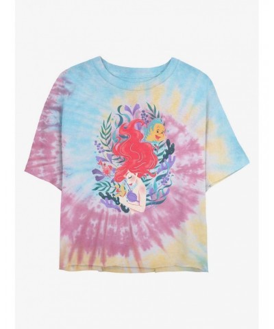 Disney The Little Mermaid Leafy Ariel Tie Dye Crop Girls T-Shirt $10.49 T-Shirts