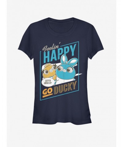 Disney Pixar Toy Story 4 Happy Go Ducky Girls Navy Blue T-Shirt $7.97 T-Shirts