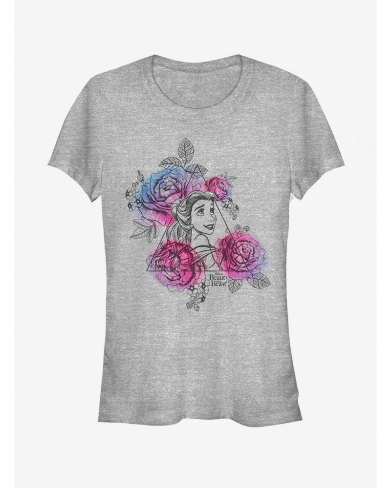 Disney Beauty And The Beast Belle Roses Triangle Girls T-Shirt $8.47 T-Shirts