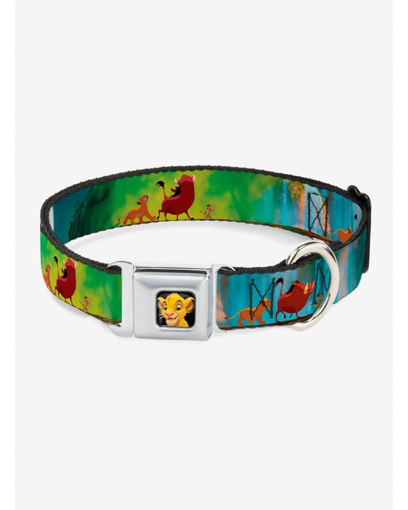 Disney The Lion King Simba Pumba Timon Growing Up Seatbelt Buckle Dog Collar $11.95 Pet Collars