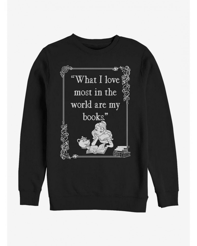 Disney Beauty And The Beast Book Lover Crew Sweatshirt $12.18 Sweatshirts