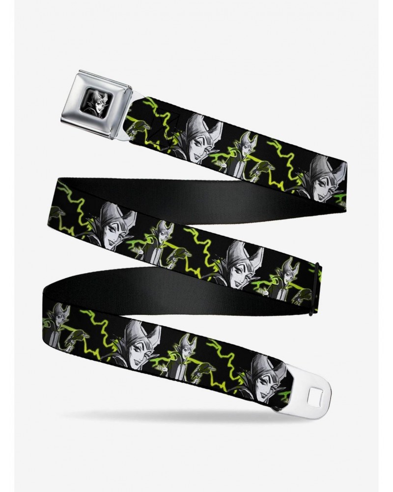 Disney Villains Maleficent Smiling Diablo Sketch Lightning Seatbelt Belt $10.21 Belts