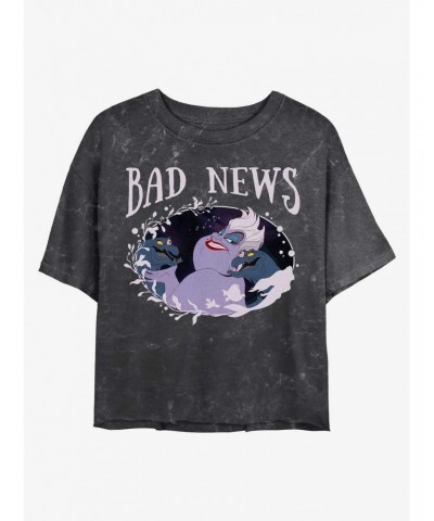 Disney Princesses Ursula Bad News Mineral Wash Crop Girls T-Shirt $10.69 T-Shirts