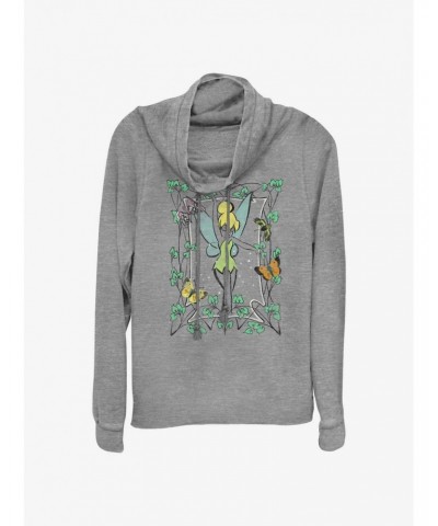 Disney Tinker Bell Illustration Cowl Neck Long-Sleeve Top $16.16 Tops