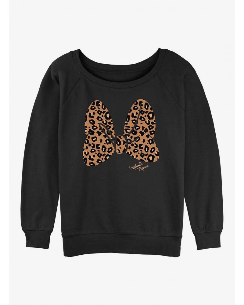 Disney Minnie Mouse Animal Print Bow Girls Slouchy Sweatshirt $16.97 Sweatshirts