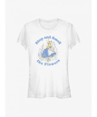 Disney Alice In Wonderland Stop And Smell The Flowers Girls T-Shirt $8.47 T-Shirts