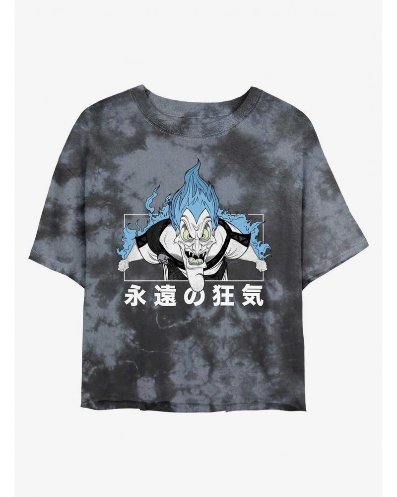 Disney Villains Hades Fire Face Japanese Lettering Tie-Dye Girls Crop T-Shirt $10.12 T-Shirts