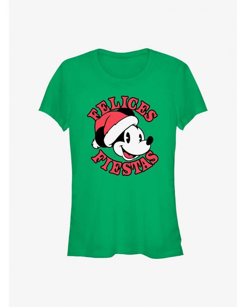 Disney Mickey Mouse Felices Fiestas Happy Holidays in Spanish Girls T-Shirt $8.72 T-Shirts