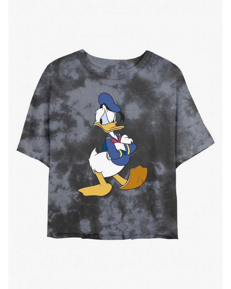 Disney Donald Duck Traditional Donald Tie-Dye Girls Crop T-Shirt $11.56 T-Shirts