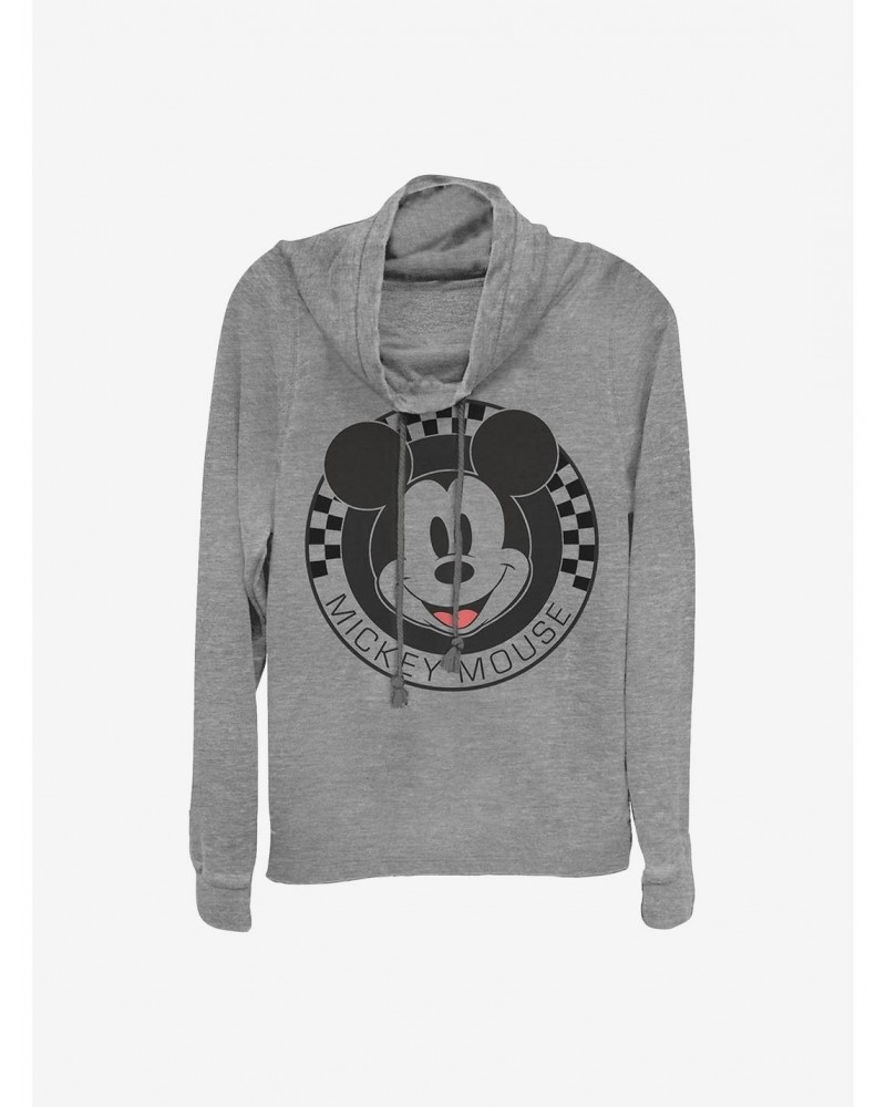 Disney Mickey Mouse Checkered Cowlneck Long-Sleeve Girls Top $13.92 Tops