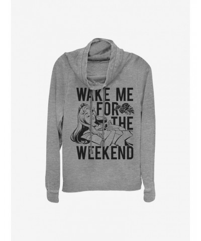 Disney Sleeping Beauty Wake Me Meme Cowlneck Long-Sleeve Girls Top $19.76 Tops