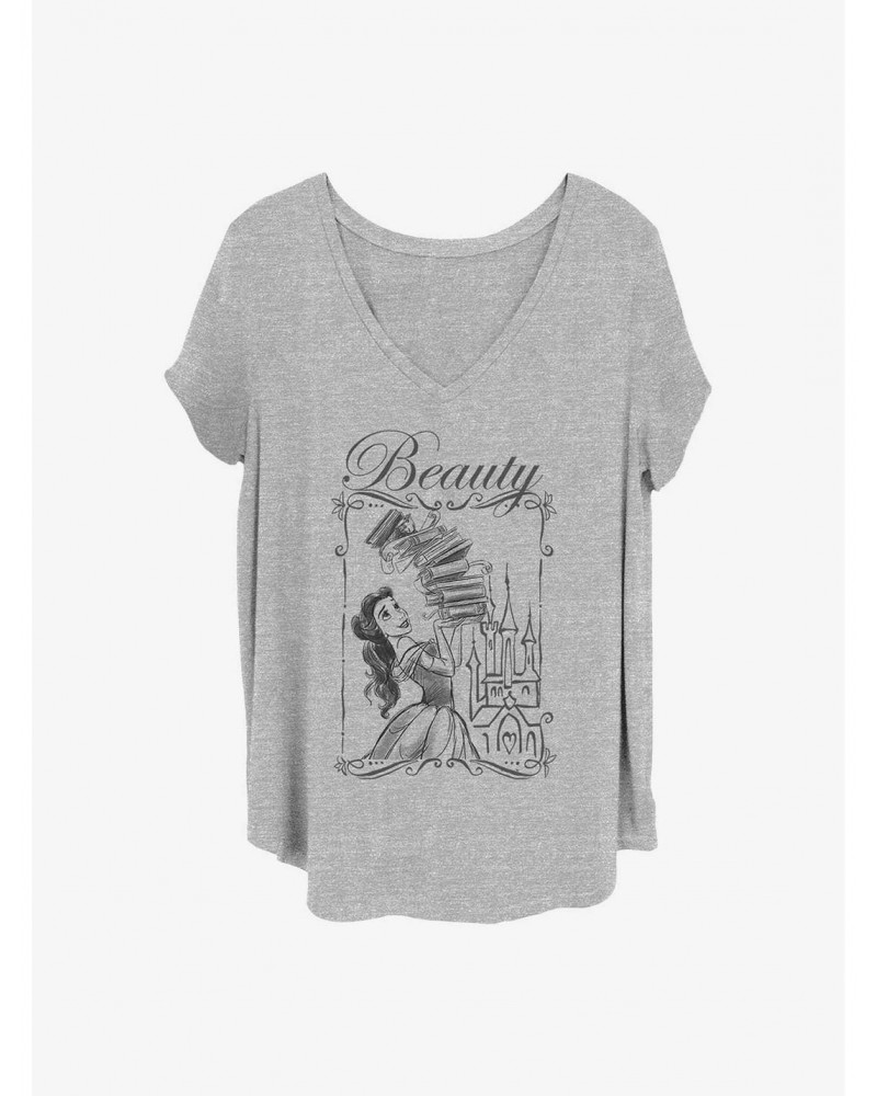 Disney Beauty and the Beast Beauty Books Girls T-Shirt Plus Size $11.27 T-Shirts