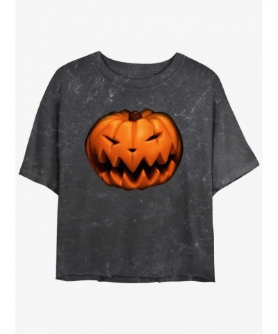 Disney The Nightmare Before Christmas Pumpkin King Mineral Wash Girls Crop T-Shirt $8.67 T-Shirts