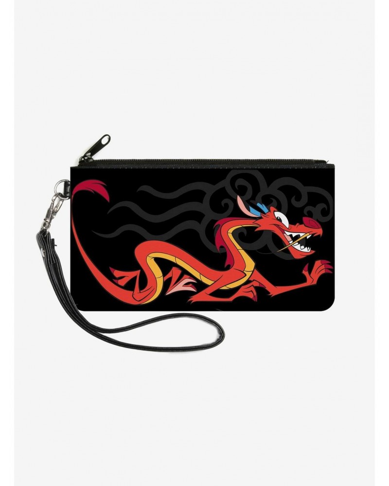 Disney Mulan Mushu Dragon Pose Fire Icon Wallet Canvas Zip Clutch $5.86 Clutches