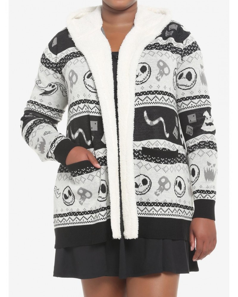 The Nightmare Before Christmas Fair Isle Girls Sherpa Cardigan Plus Size $24.01 Cardigans